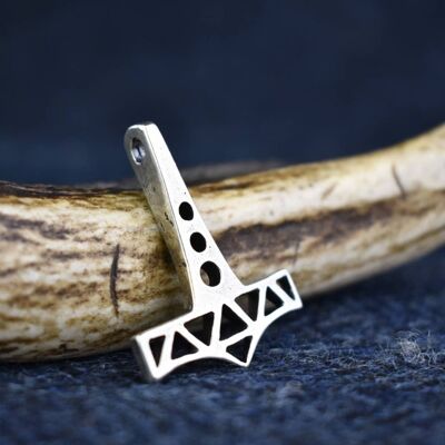 925 Sterling Silver Openwork Thor's Hammer Pendant
