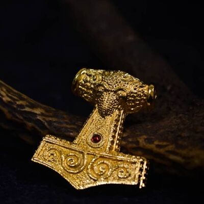 Replica del martello di Skane Thor placcato oro ciondolo dell'era vichinga