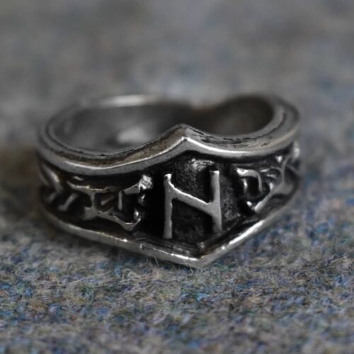 Hagalaz Letter H Rune Ring - Adjustable