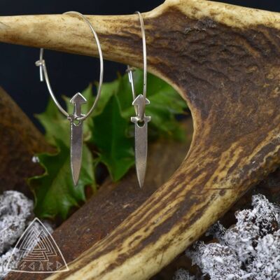 Replica Viking Age 925 Silver Charm Sword Earrings( Pair)