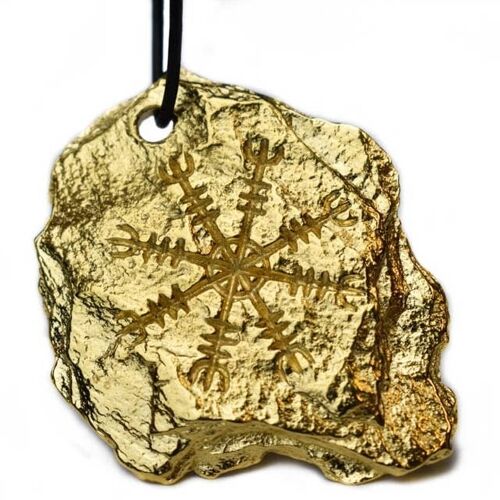 Gold Plated Helm Of Awe Runic Pendant- AV042-GP