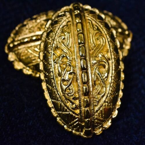 Gold Plated Pair of Replica Viking Age Broa Style Oval Brooches