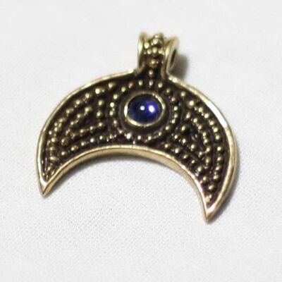 Viking Age Replica Bronze Lunular Pendant - Blue