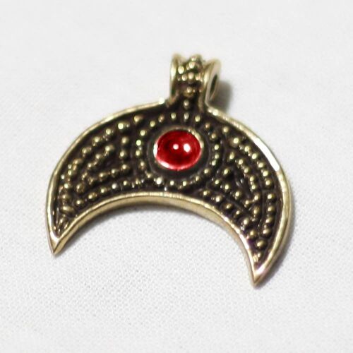 Viking Age Replica Bronze Lunular Pendant - Red