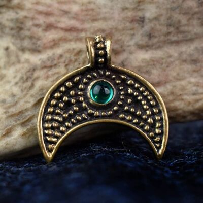 Pendentif Lunulaire en Bronze Réplique de l'Âge Viking - Vert