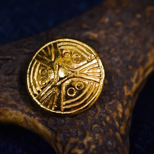Gold Plated Viking Age Replica Tiny Face Brooch