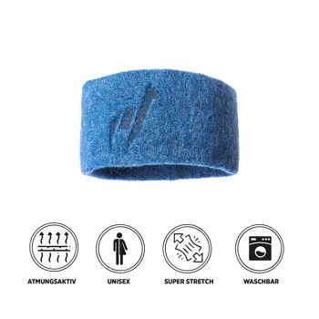 TEMPLADO - Bandeau de sport | Alpaka & Tencel Sport Headband Sweatband pour hommes et femmes, taille unique, respirant - BLEU MARINE I ANDINA OUTDOORS® 3
