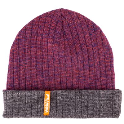 SERENO Wende-Mütze | Alpaka, Merino & Bambus Mütze für Herren & Damen, Unisize Sports Beanie, Atmungsaktiv - ROT / BLAU UND GRAU I ANDINA OUTDOORS®