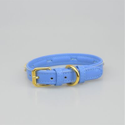 Willow Walks leather collar in cornflower blue with shell detail