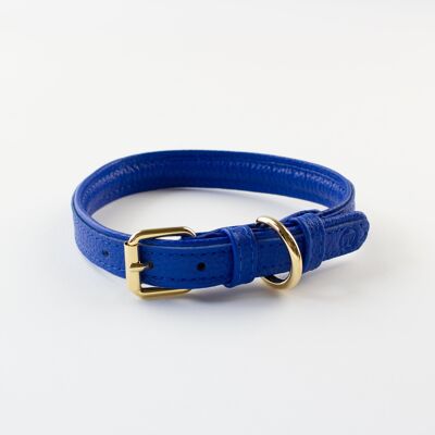 Willow Walks leather collar in cobalt blue