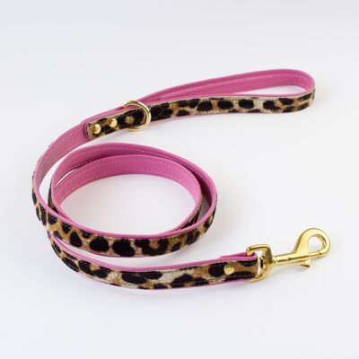 Willow Walks double sided soft leather lead in leo and hot pink