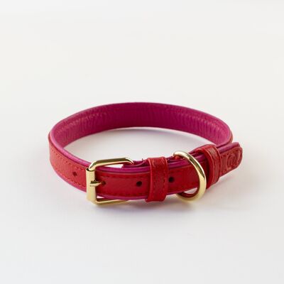 Willow Walks leather collar in two tone red and fuchsia