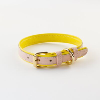 Willow Walks leather collar in two tone pink and yellow