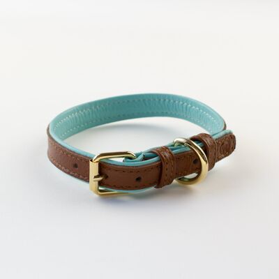 Willow Walks leather collar in brown and aqua