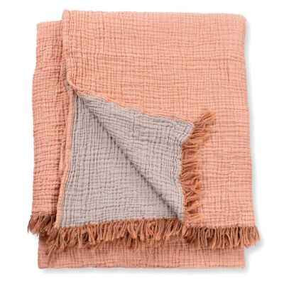 Terracotta Crinkle Cotton Throw -  Large