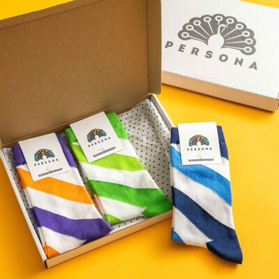 Our "Stripe Up A Conversation" sock box