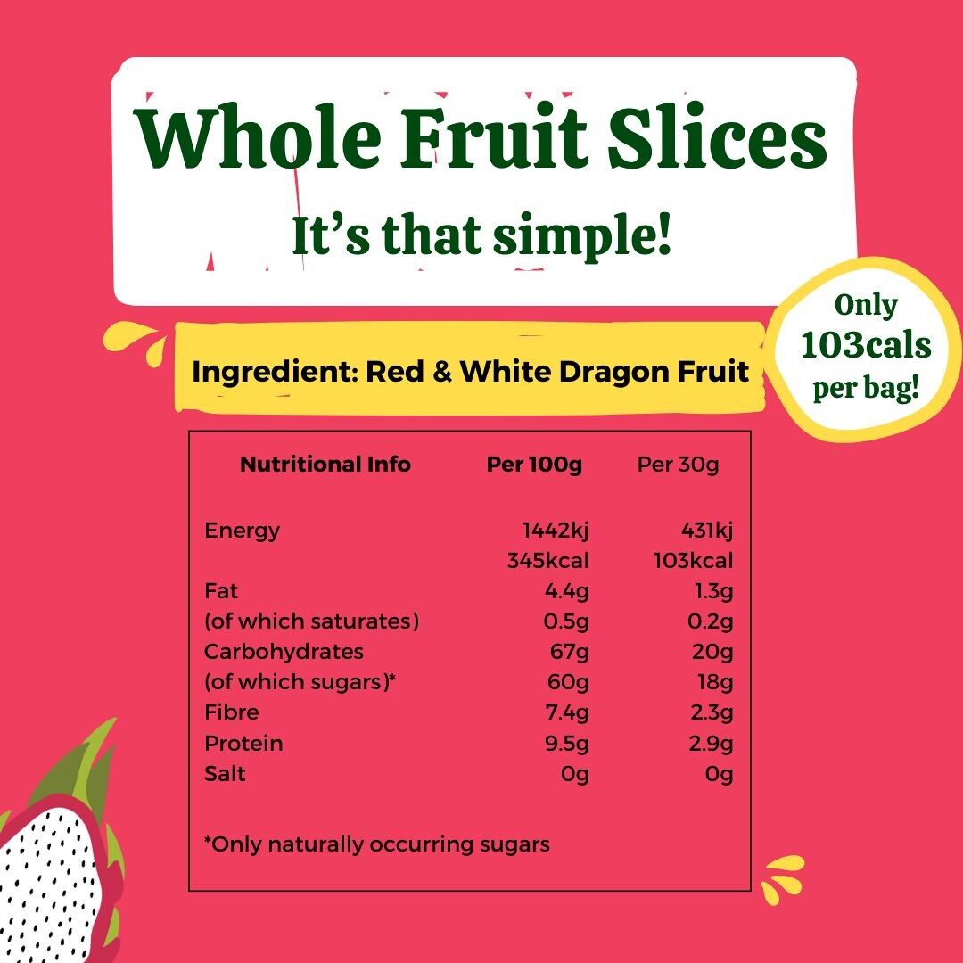 Soft Dried Dragon Fruit - 10 x 30g