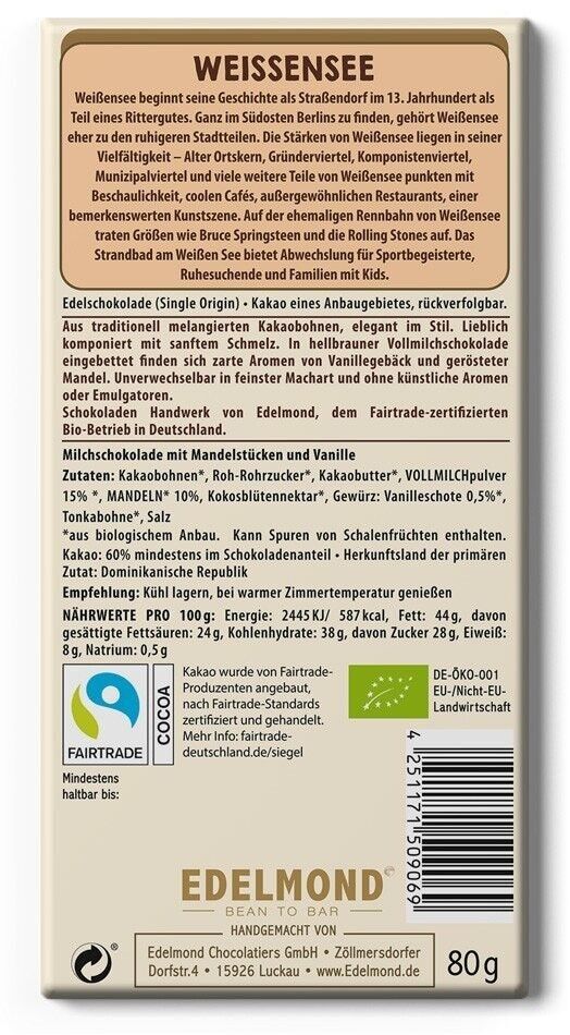 Weissensee Berlin Stadtteilschokolade, Bio