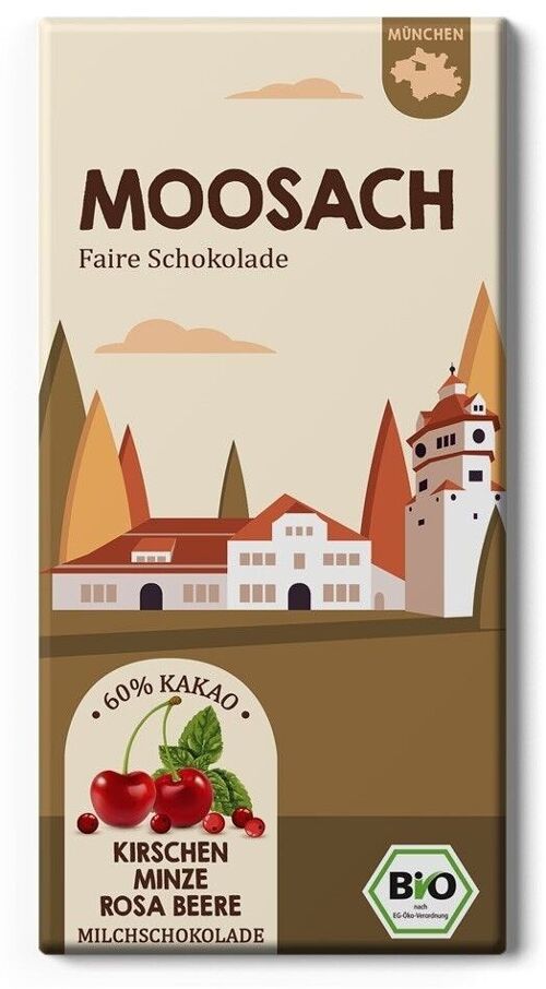 Moosach Kirsche, Minze, Beerenpfeffer Fairtrade & Bio Schokolade