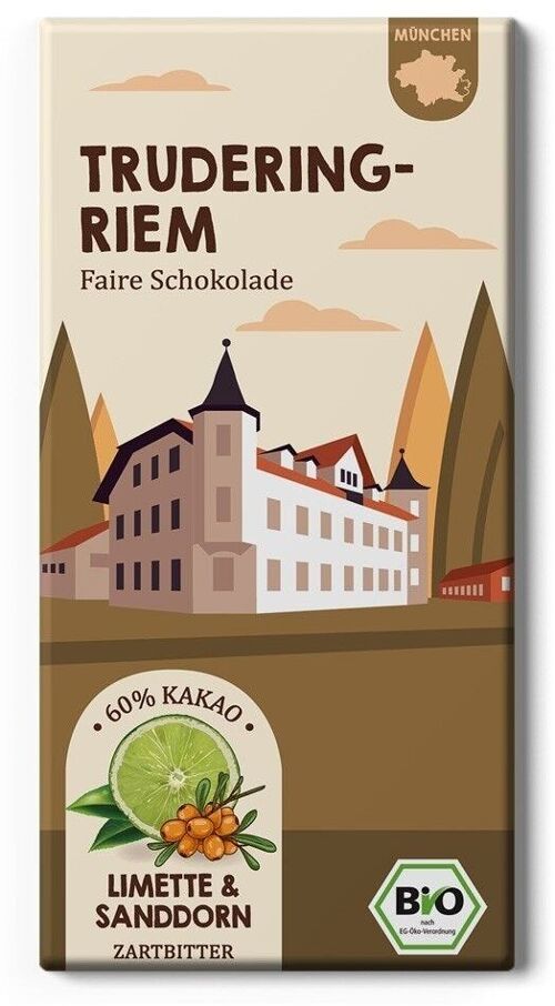 Trudering Riem Limette, Salz & Sanddorn Fairtrade & Bio Schokolade