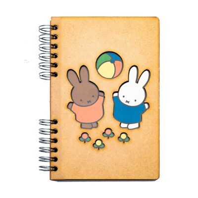 Duurzaam houten notitieboek | Gerecycled papier | Navulbaar | Nijntje & Nina-A4