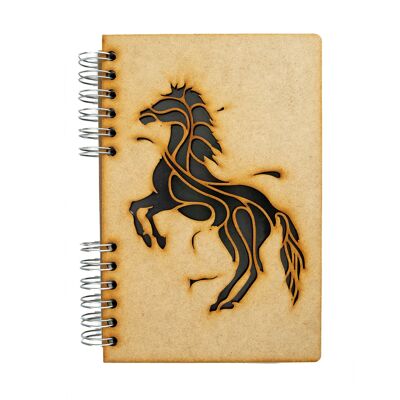 Duurzaam houten notitieboek | Gerecycled papier | Navulbaar | Paard-A4