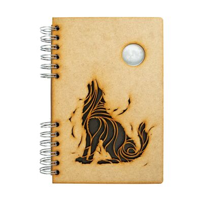 Duurzaam houten notitieboek | Gerecycled papier | Navulbaar | Zwarte Wolf-A5