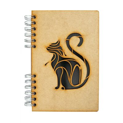 Duurzaam houten notitieboek | Gerecycled papier | Navulbaar | Zwarte Kat-A4