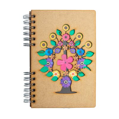 Duurzaam houten notitieboek | Gerecycled papier | Navulbaar | Levensboom-A5