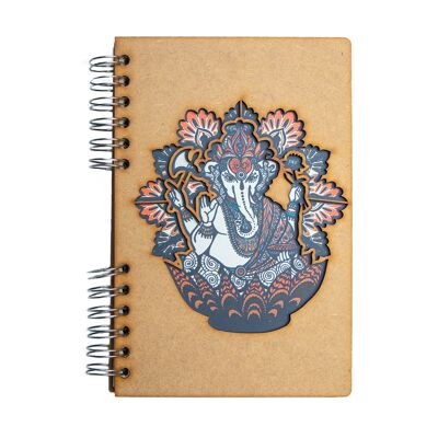 Duurzaam houten notitieboek | Gerecycled papier | Navulbaar | Ganesha-A5
