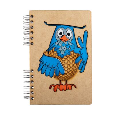 Duurzaam houten notitieboek | Gerecycled papier | Navulbaar | Meneer de Uil-MEDIUM (A5)