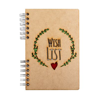 Duurzaam houten notitieboek | Gerecylced papier | Navulbaar | Wishlist-A4