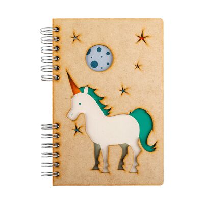 Duurzaam houten notitieboek | Gerecycled papier | Navulbaar | Unicorn-A4