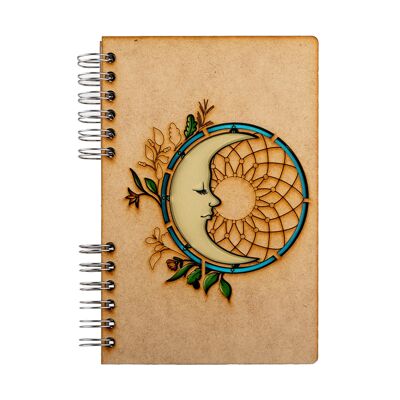 Duurzaam houten notitieboek | Gerecycled papier | Navulbaar | Maan-A4