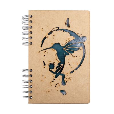 Duurzaam houten notitieboek | Gerecycled papier | Navulbaar | Kolibrie Inkt-A4