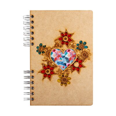 Duurzaam houten notitieboek | Gerecycled papier | Navulbaar | Hartje-A4