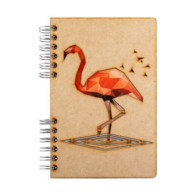 Duurzaam houten notitieboek | Gerecycled papier | Navulbaar | Flamingo-A4