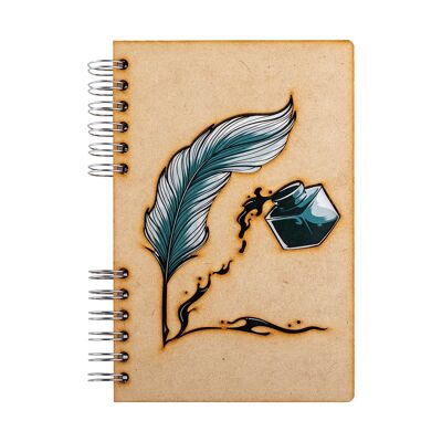 Duurzaam houten notitieboek | Gerecycled papier | Navulbaar | Veer & Inkt-A4