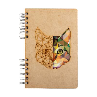 Duurzaam houten notitieboek | Gerecycled papier | Navulbaar | Kat-A4