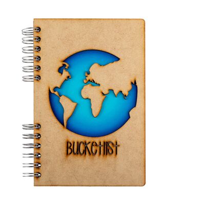 Duurzaam houten notitieboek | Gerecycled papier | Navulbaar | Bucketlist-A4