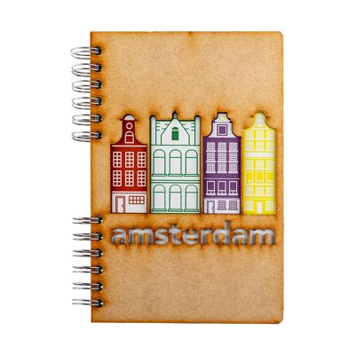 Duurzaam houten notitieboek | Gerecycled papier | Navulbaar | Amsterdamse Gracht-A4