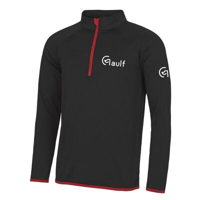 Gaulf Cool Fit 1/2 Zip Top - S - Jet Black & Red