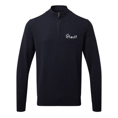 Gaulf cotton blend ¼ zip sweater - XL - Navy