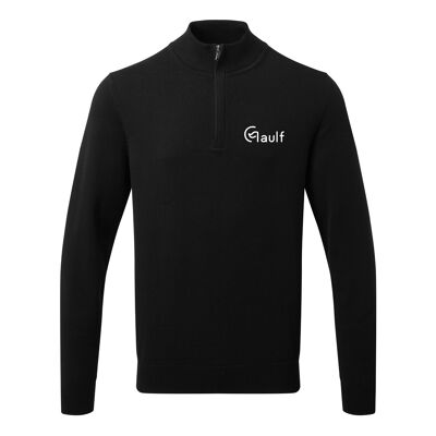 Gaulf cotton blend ¼ zip sweater - 2XL - Black