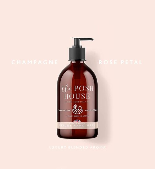 The Posh House Luxury Hand Soap - Rose Petal & Champagne, 500ml