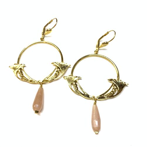 Boucles Victoria pierre de lune rose