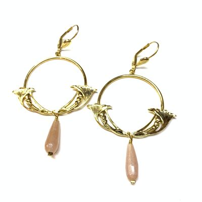 Victoria pink moonstone earrings
