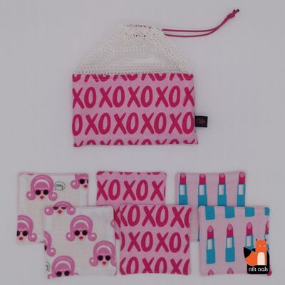 Bolsa XOXO + 6 toallitas de panal