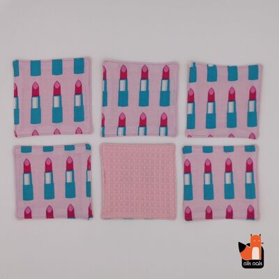 Lipstick ZD - 6 lingettes nid d'abeille assorties