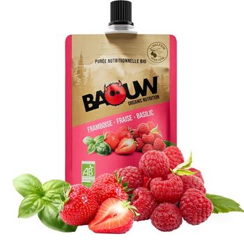 Purée nutritionnelle Baouw Framboise-Fraise-Basilic 1
